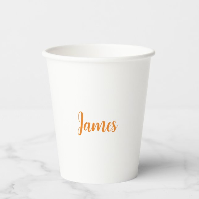 Modernes Minimalistisches Weißorn - Name hinzufüge Pappbecher (Vorderseite)