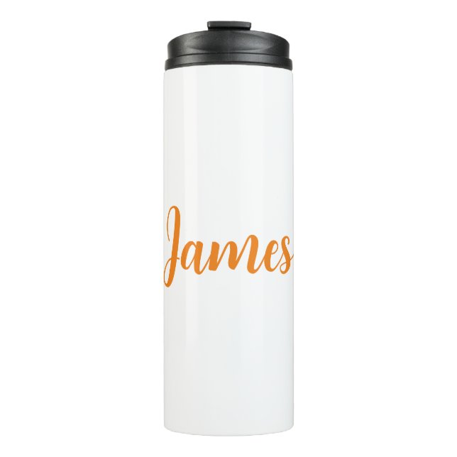 Modernes Minimalistisches Weißorn - Name hinzufüge Thermosbecher (Vorderseite)