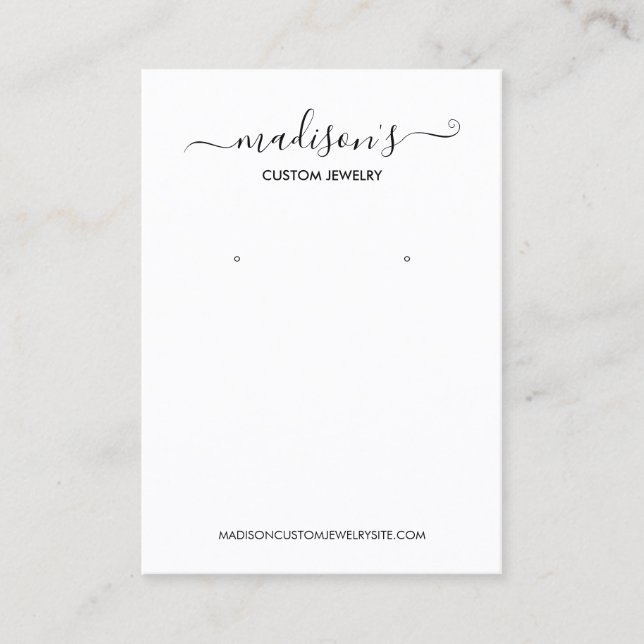 Modernes Minimalistisches Weißschmuck-Ohrendisplay Visitenkarte (Vorderseite)