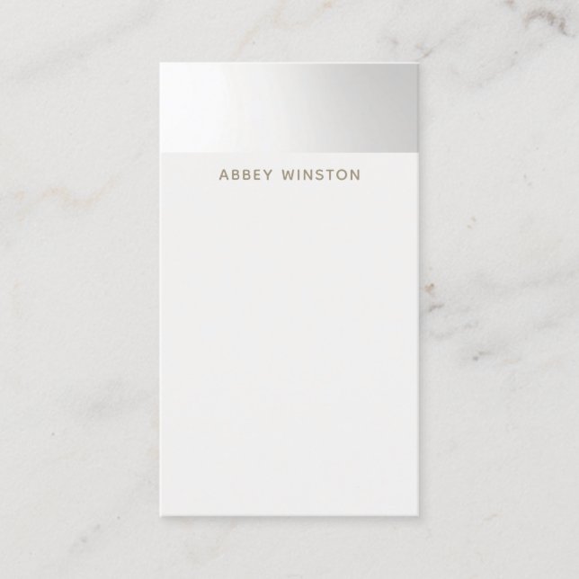 Modernes Minimalistisches Weißsilber Ombre Streife Visitenkarte (Vorderseite)