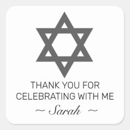 Modernes Minimalistisches White Bar Bat Mitzvah Vi Quadratischer Aufkleber