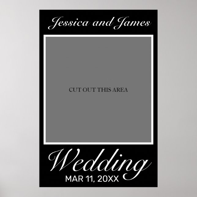 Modernes Minimalistisches White Black Weddings Fot Poster (Vorne)