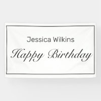 Modernes Minimalistisches White Happy Birthday Ban