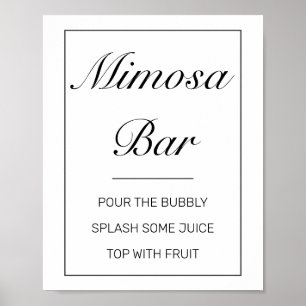 Modernes Minimalistisches White Mimosa Bar Wedding Poster