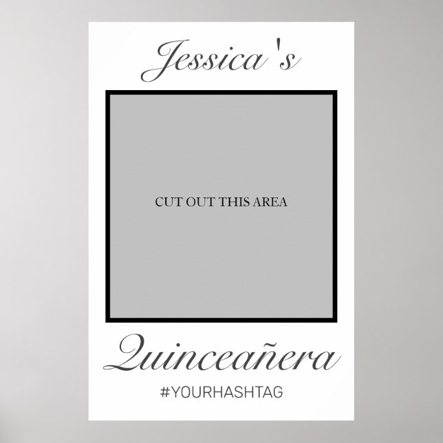 Modernes Minimalistisches White Quinceañera Foto P Poster (Vorne)