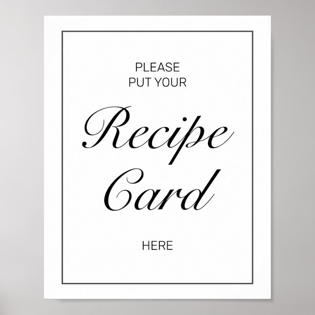 Modernes Minimalistisches White Rezpe Card Hochzei Poster (Vorne)