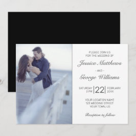 Modernes Minimalistisches White Wedding Foto Einla Einladung