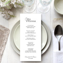 Modernes, Minimalistisches White Wedding Menu