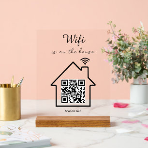 Modernes Minimalistisches WiFi QR Code Tabletop Acrylschild