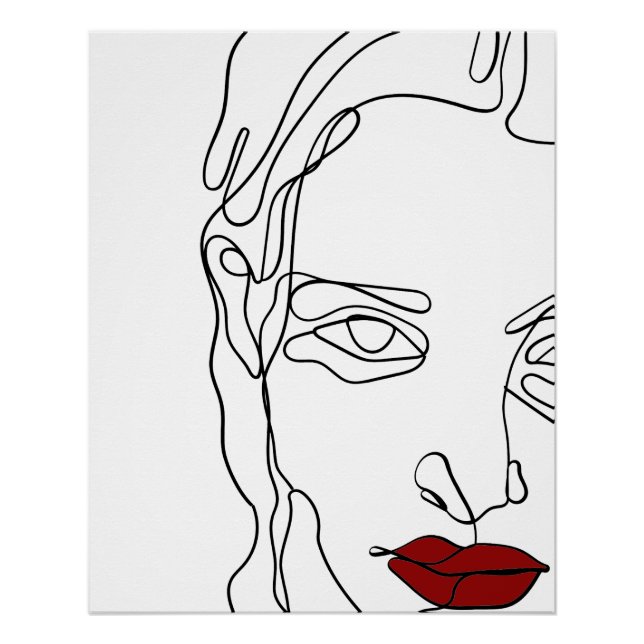 Modernes, minimalistisches, zeichnend Gesichtsschi Poster (Vorderseite)