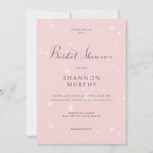 Modernes, minimalrosa Sparkle-Brautparty Einladung