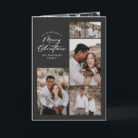 Modernes, minimalschwarzes Multi-Foto Weihnachten Dankeskarte<br><div class="desc">Moderne minimale elegante Drehbuch Foto Collage Weihnachtskarte. Handgemalte Eukalyptus,  minimales Laub und modernes rustikales Rattanfeuer verleihen dieser Ferienkarte ein luxuriöses Ambiente. In klassischen Grüntönen,  Braun,  Schwarz und Grau.</div>