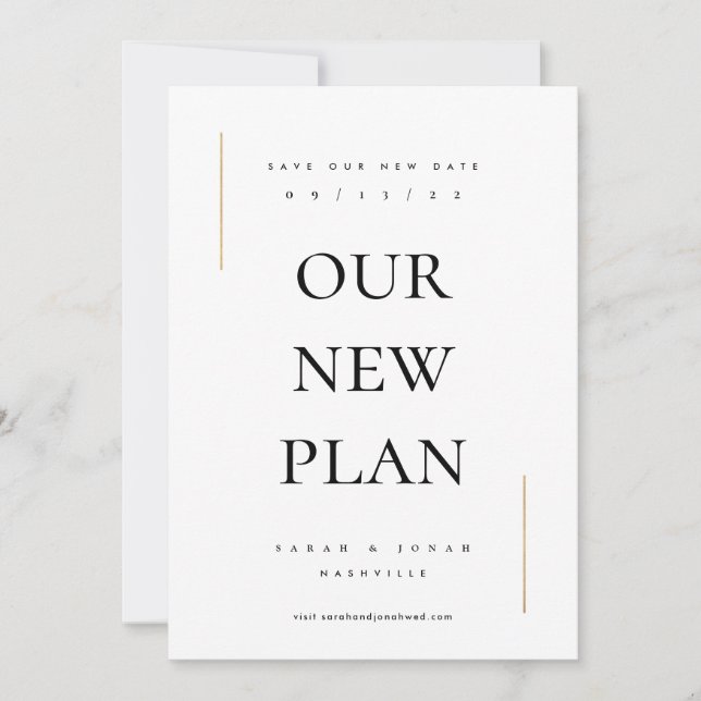 Modernes Minimum an Nicht-Foto ändern das Datum Save The Date (Vorderseite)