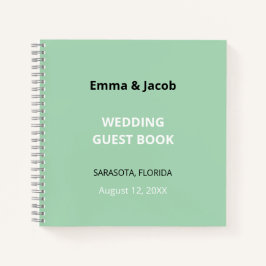 Modernes Mint Green Wedding Gästebuch Notizbuch