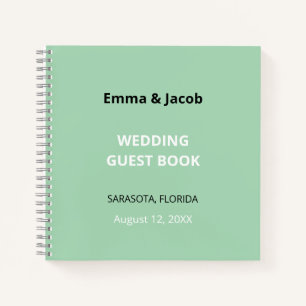 Modernes Mint Green Wedding Gästebuch Notizbuch