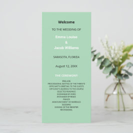 Modernes Mint Green Wedding Programm