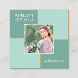 Modernes Mintgitter mit Foto Square Business Card Quadratische Visitenkarte