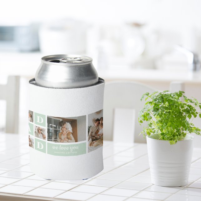 Modernes Minze Collage Foto Vater Bestes Geschenk Dosenkühler (Von Creator hochgeladen)