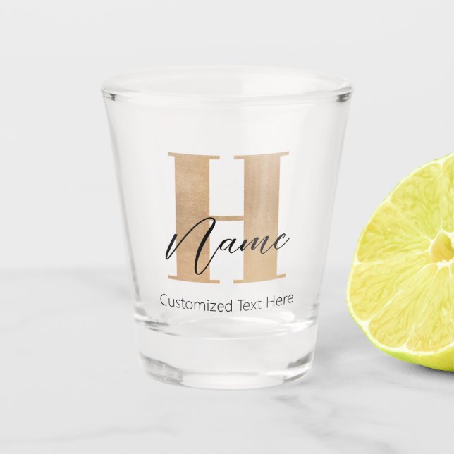 Modernes Mit Monogramm Anfangs-H & Name Personalis Schnapsglas (Vorderseite)