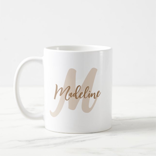 Modernes Mit Monogramm Anfangsschreiben und Name Kaffeetasse (Links)