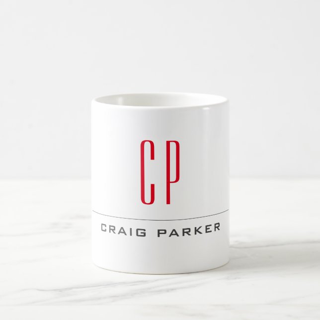 Modernes Mit Monogramm Berufliches Einfaches Kaffeetasse (Mittel)