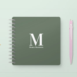 Modernes Mit Monogramm Berufliches Sage Green Notizbuch