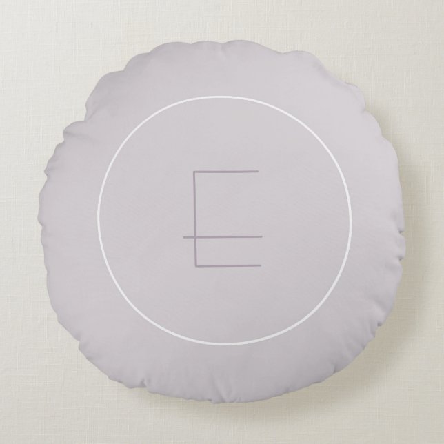 Modernes Mit Monogramm, elegantes Beige-Namensschr Rundes Kissen (Vorderseite)