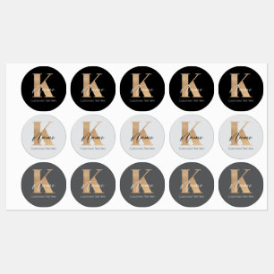 Modernes Mit Monogramm erstes K & Name Personalisi Etiketten