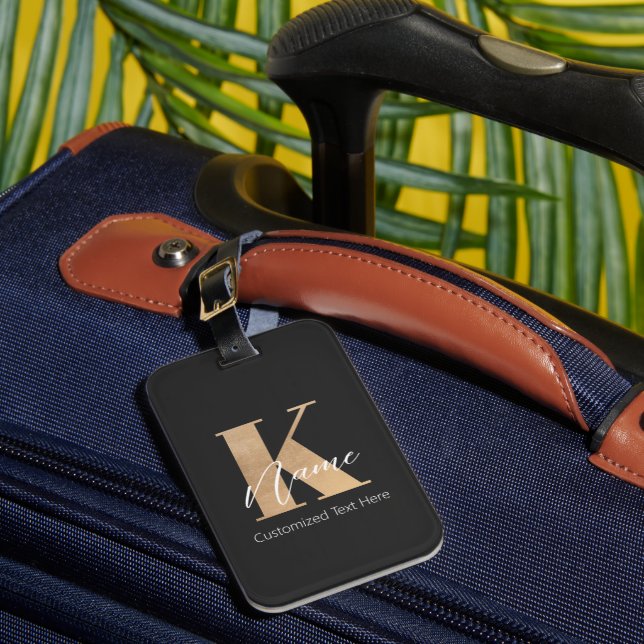 Modernes Mit Monogramm erstes K & Name Personalisi Gepäckanhänger (Vorderseite Insitu 1)