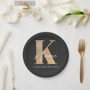 Modernes Mit Monogramm erstes K & Name Personalisi Pappteller