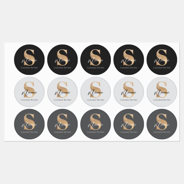 Modernes Mit Monogramm Erstklassiges S & Name Pers Etiketten (Blatt)
