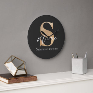 Modernes Mit Monogramm Erstklassiges S & Name Pers Große Wanduhr