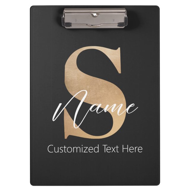 Modernes Mit Monogramm Erstklassiges S & Name Pers Klemmbrett (Vorderseite)