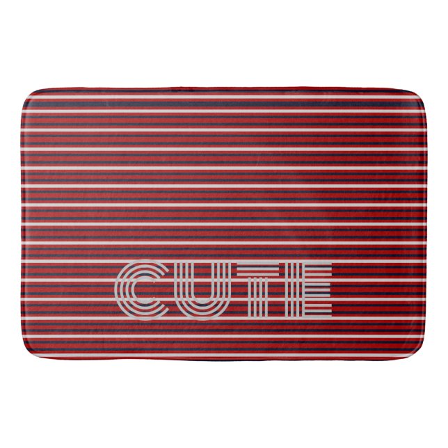 Modernes Mit Monogramm gestreiftes Material Badematte (Vorderseite)
