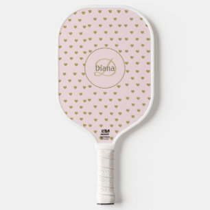 Modernes Mit Monogramm Girly Pink mit Name Pickleball Schläger