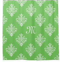 Modernes, Mit Monogramm-helles Green Damask Muster