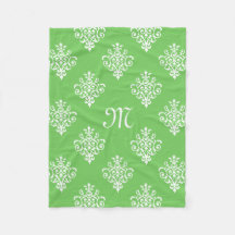 Modernes, Mit Monogramm-helles Green Damask Muster