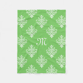 Modernes, Mit Monogramm-helles Green Damask Muster Fleecedecke