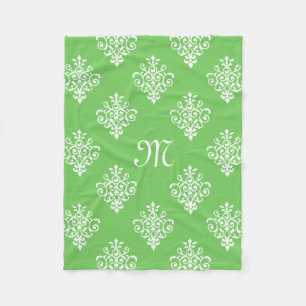 Modernes, Mit Monogramm-helles Green Damask Muster Fleecedecke