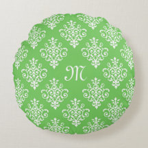 Modernes, Mit Monogramm-helles Green Damask Muster