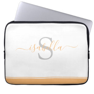 Modernes Mit Monogramm Minimalistisches Peach Scri Laptopschutzhülle