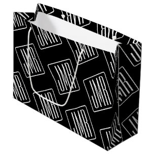 Modernes Mit Monogramm Muster Schwarz und Weiß Große Geschenktüte