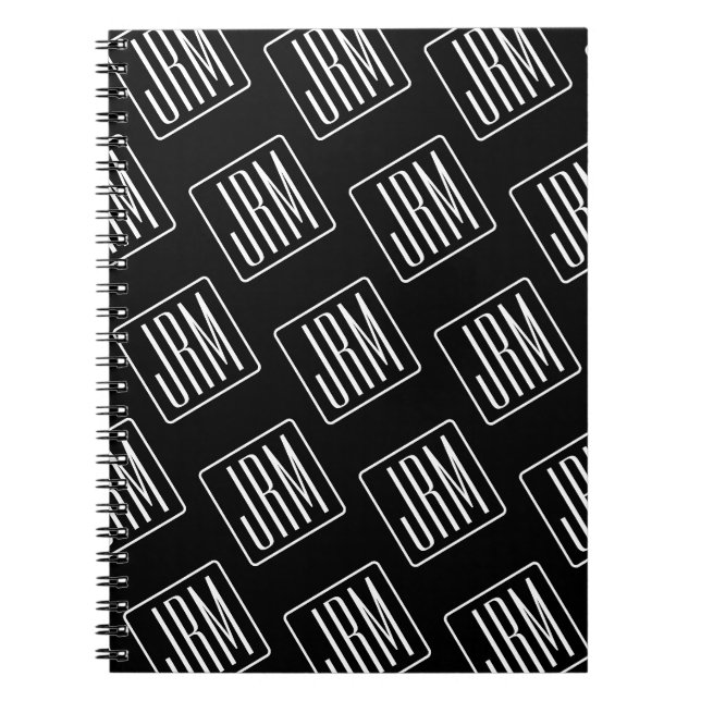 Modernes Mit Monogramm Muster | Schwarz und Weiß Notizblock (Vorderseite)