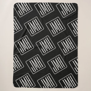 Modernes Mit Monogramm Muster Schwarz und Weiß Sherpadecke