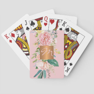 Modernes, mit Monogramm Rosa und Gold Spielkarten