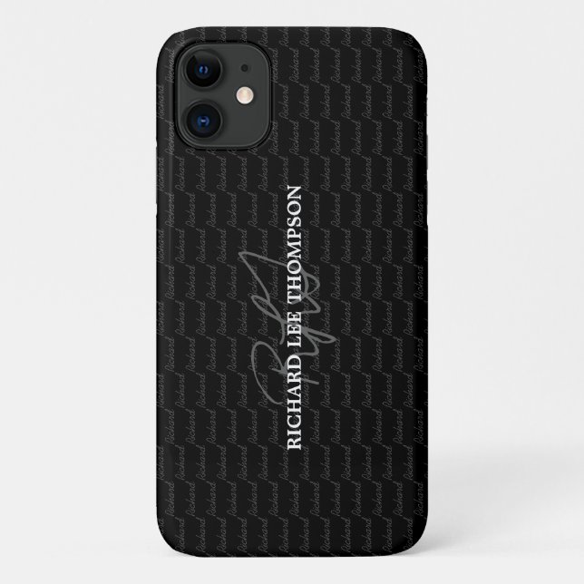 modernes mit Monogramm Schwarz Case-Mate iPhone Hülle (Rückseite)