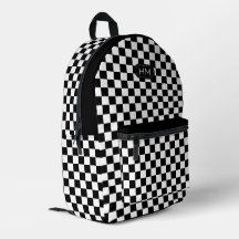 Modernes Mit Monogramm Schwarz-Weiß-Karo-Muster