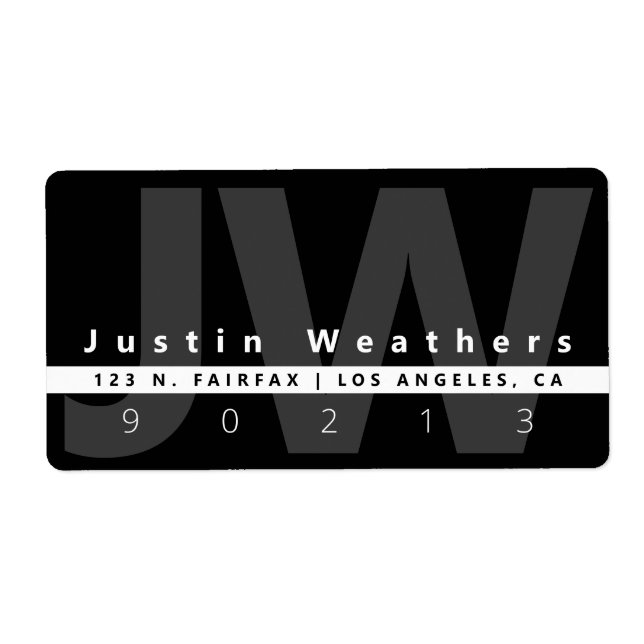 Modernes Mit Monogramm | Schwarz-weiße und graue A (Vorne)