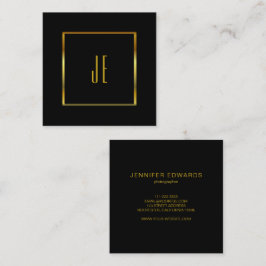 Modernes mit Monogramm Schwarzes Gold Quadratische Visitenkarte