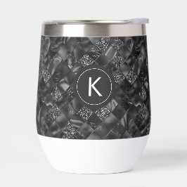 Modernes Mit Monogramm Schwarzes Imitat Glitzer Pa